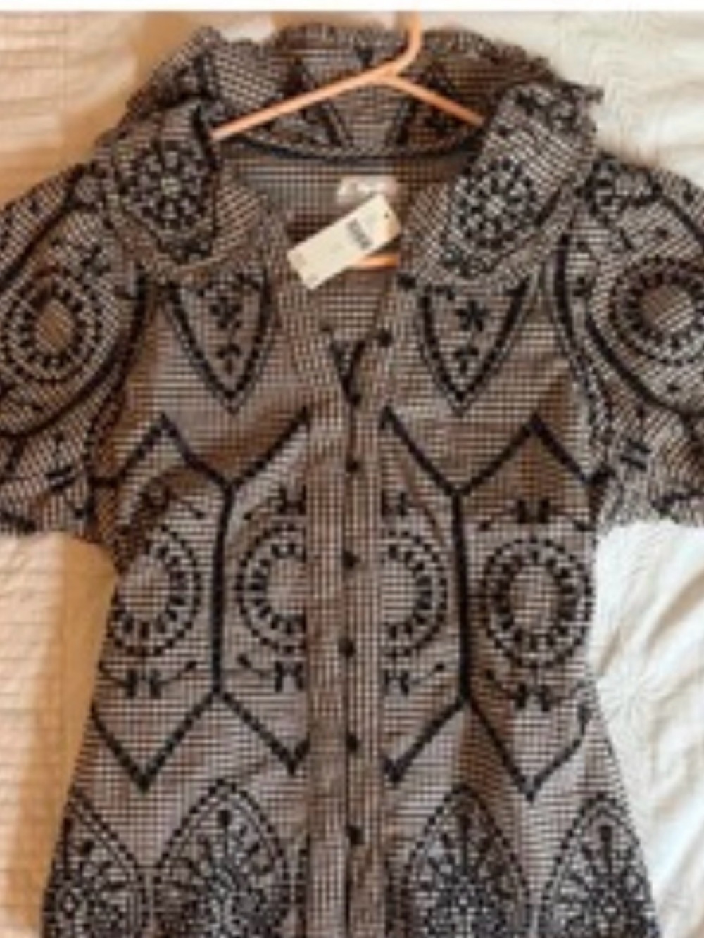 Anthropologie Pilcro Kiera checkered black tan top. size Large NWT - Picture 3 of 6